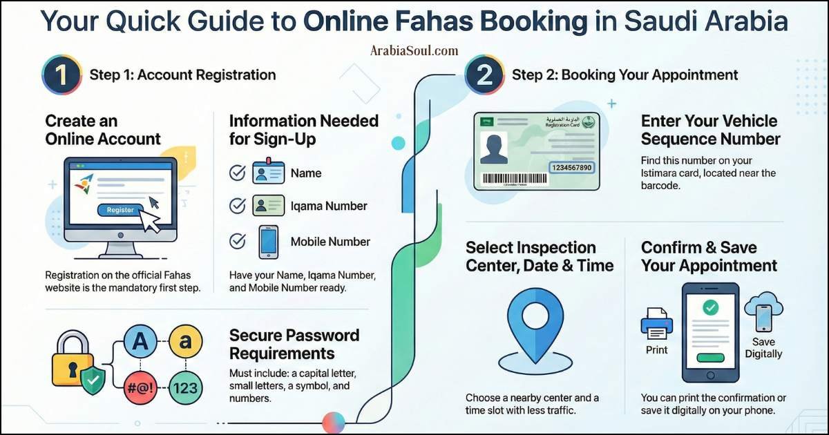 Complete Book Process of Vehicle Inspection Appointment - Fahas Appointment